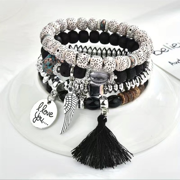 Private Label Jewelry - 3 for $20🌻4pcs/set Bohemian Style Crystal Multilayer Tassel Wings Bracelet. NWT